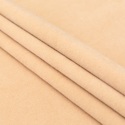 Italian Beige Faux Camel Hair Coating with White Jersey Backing Folded