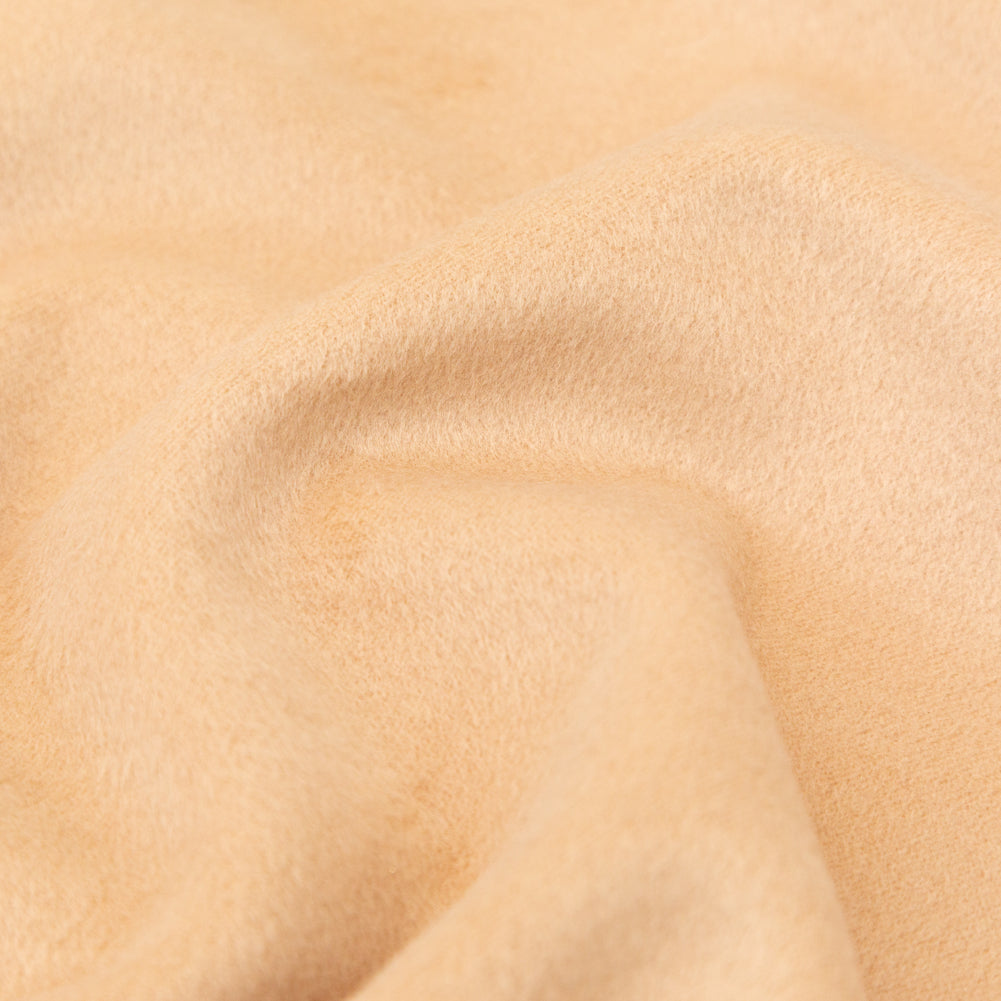 Italian Beige Faux Camel Hair Coating with White Jersey Backing Detail