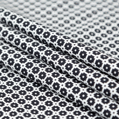 Italian Black and White Geometric Stretch Cotton Jacquard Folded