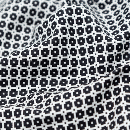 Italian Black and White Geometric Stretch Cotton Jacquard Detail