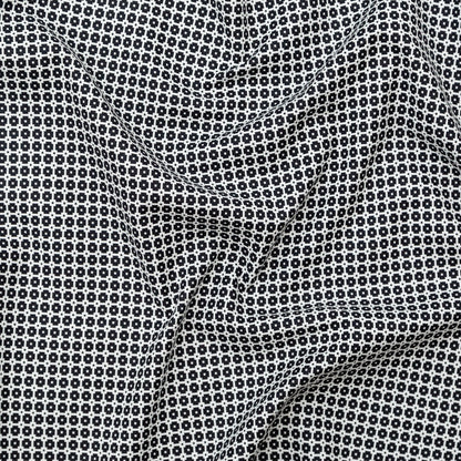 Italian Black and White Geometric Stretch Cotton Jacquard