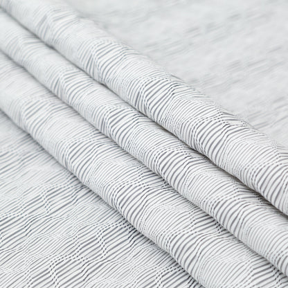 Italian Gray and White Wavy Striped Stretch Novelty Shirting Folded