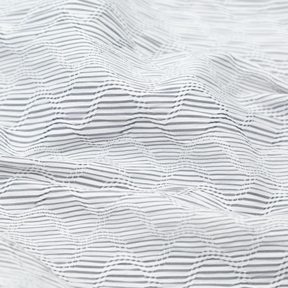 Italian Gray and White Wavy Striped Stretch Novelty Shirting Detail