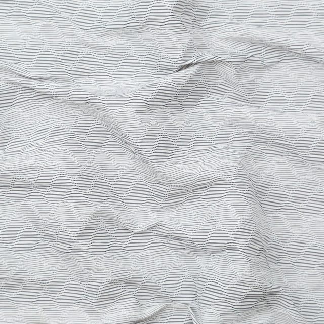 Italian Gray and White Wavy Striped Stretch Novelty Shirting
