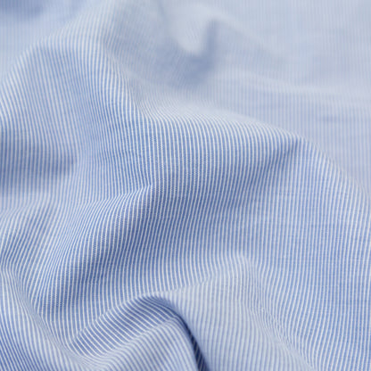 Italian Light Blue and White Striped Stretch Cotton Chambray Detail
