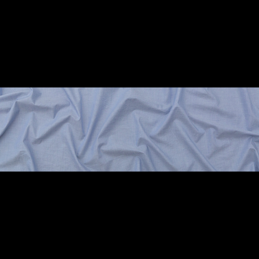 Italian Light Blue and White Striped Stretch Cotton Chambray Full