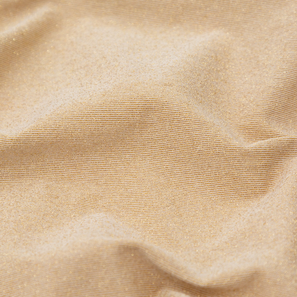 Italian Metallic Gold and White Hairline Striped Stretch Knit Detail