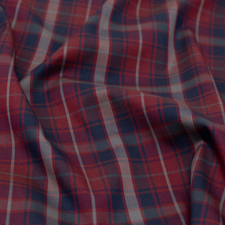 Rag & Bone Red, Navy and Gray Plaid Stretch Cotton Twill Detail