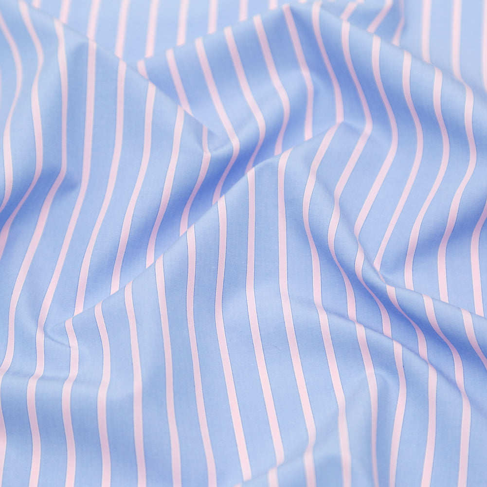 Rag & Bone Powder Blue and Baby Pink Striped Cotton Poplin Detail
