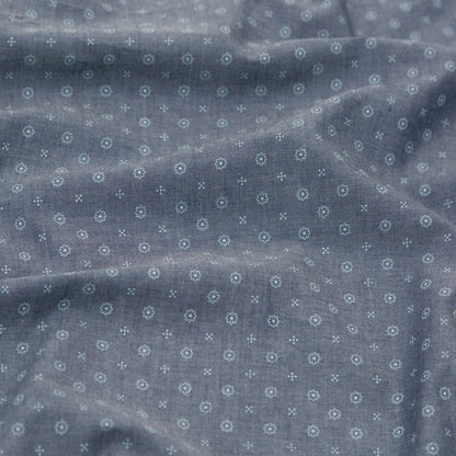 Rag & Bone Blue Floral Printed Cotton Chambray Detail