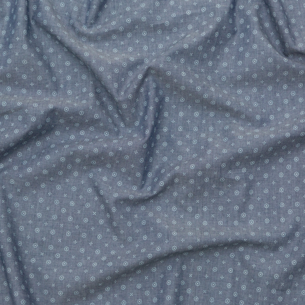 Rag & Bone Blue Floral Printed Cotton Chambray