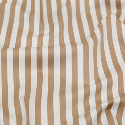 Warm Beige and Ivory Bengal Striped Stretch Polyester Twill Detail