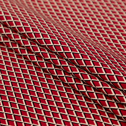 Red and Beige Geometric Stretch Cotton Print Folded