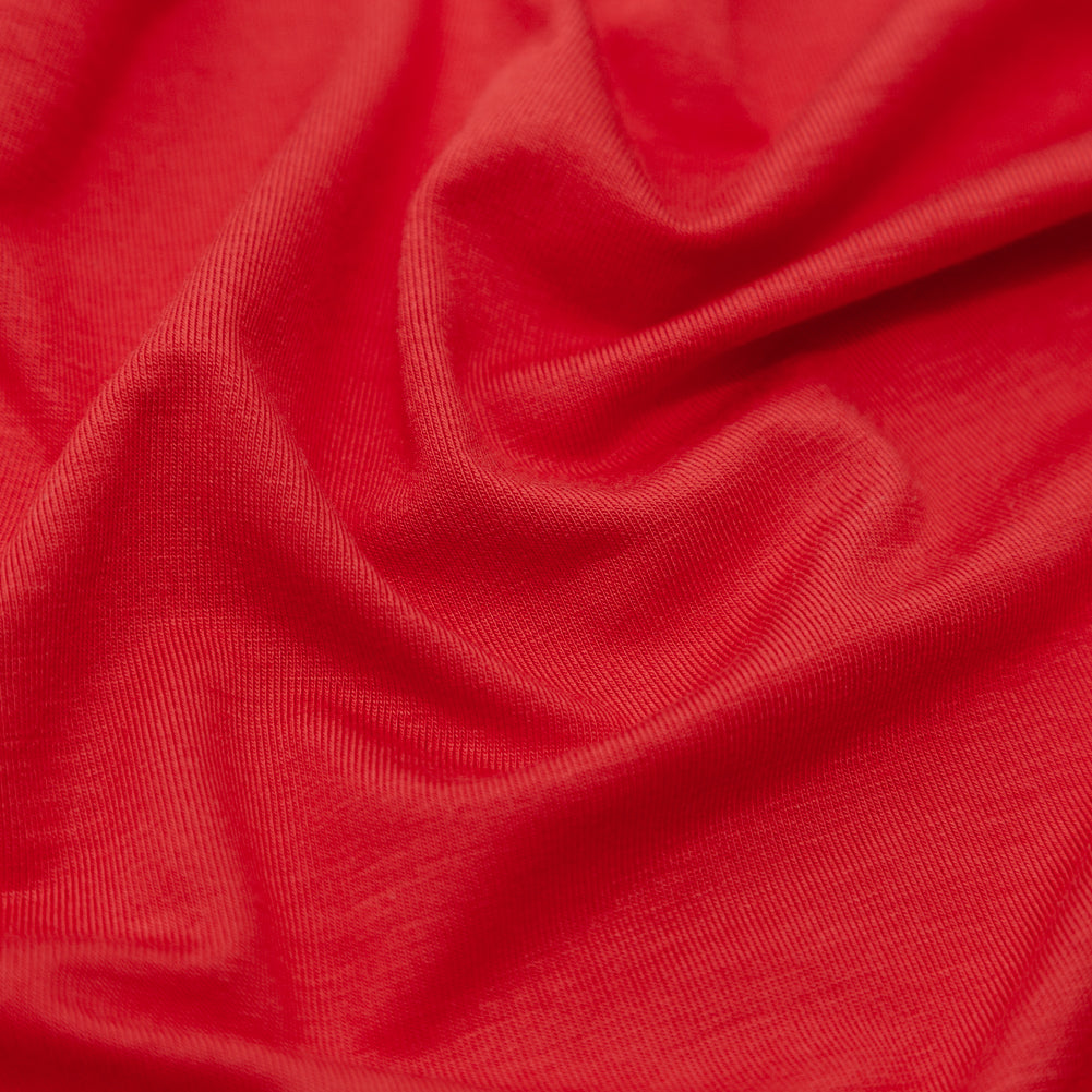 Italian Poppy Red Stretch Viscose Jersey Detail