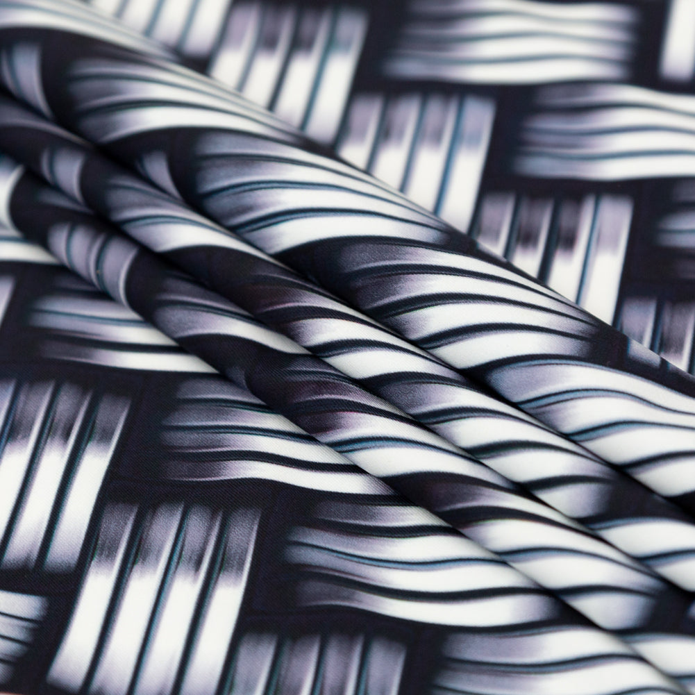 Compression Swimwear Tricot, UV Protective with Aloe Vera Microcapsules - Gunmetal Metal Basketweave - Caye Collection Folded