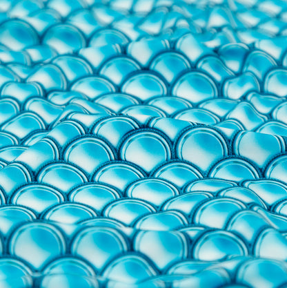 Compression Swimwear Tricot, UV Protective with Aloe Vera Microcapsules - Cerulean Blue Coins - Caye Collection Detail