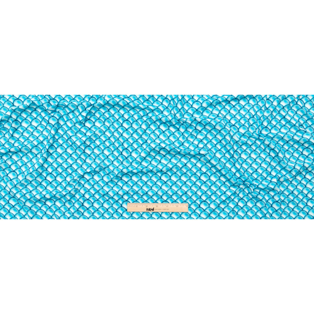 Compression Swimwear Tricot, UV Protective with Aloe Vera Microcapsules - Cerulean Blue Coins - Caye Collection Full