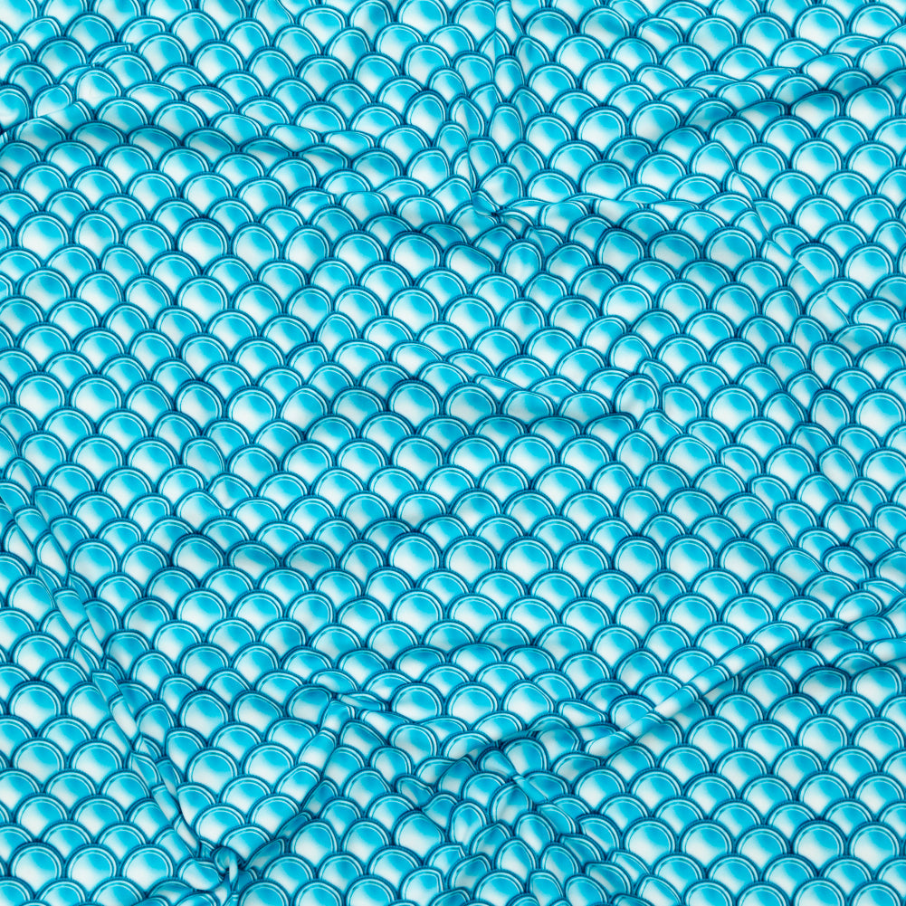 Compression Swimwear Tricot, UV Protective with Aloe Vera Microcapsules - Cerulean Blue Coins - Caye Collection