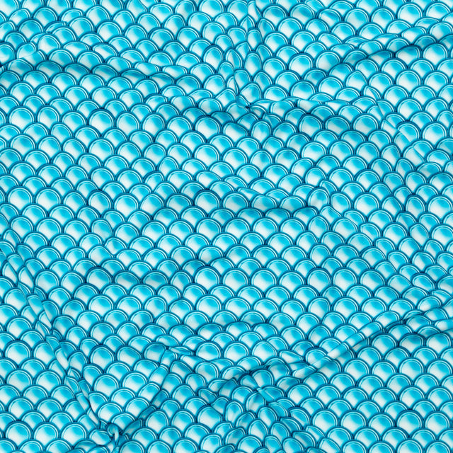 Compression Swimwear Tricot, UV Protective with Aloe Vera Microcapsules - Cerulean Blue Coins - Caye Collection