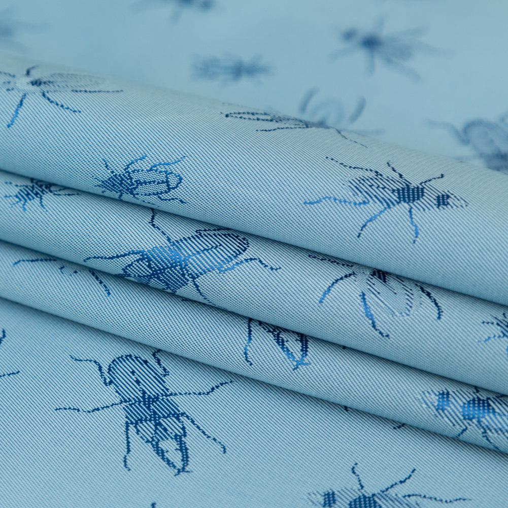 Beetles Jacquard Lining - Light Blue and Royal Blue Bi-Color Detail