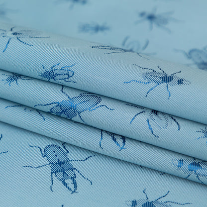 Beetles Jacquard Lining - Light Blue and Royal Blue Bi-Color Detail