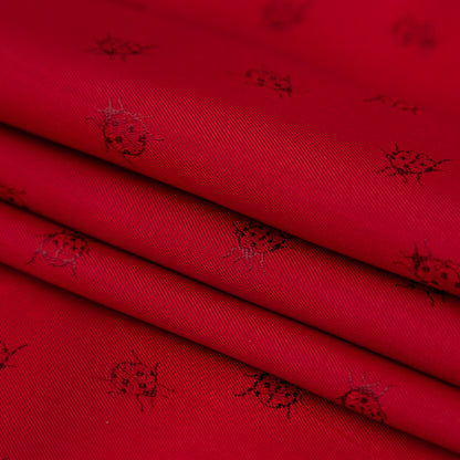 Italian Red Bi-Color Ladybug Jacquard Lining Detail