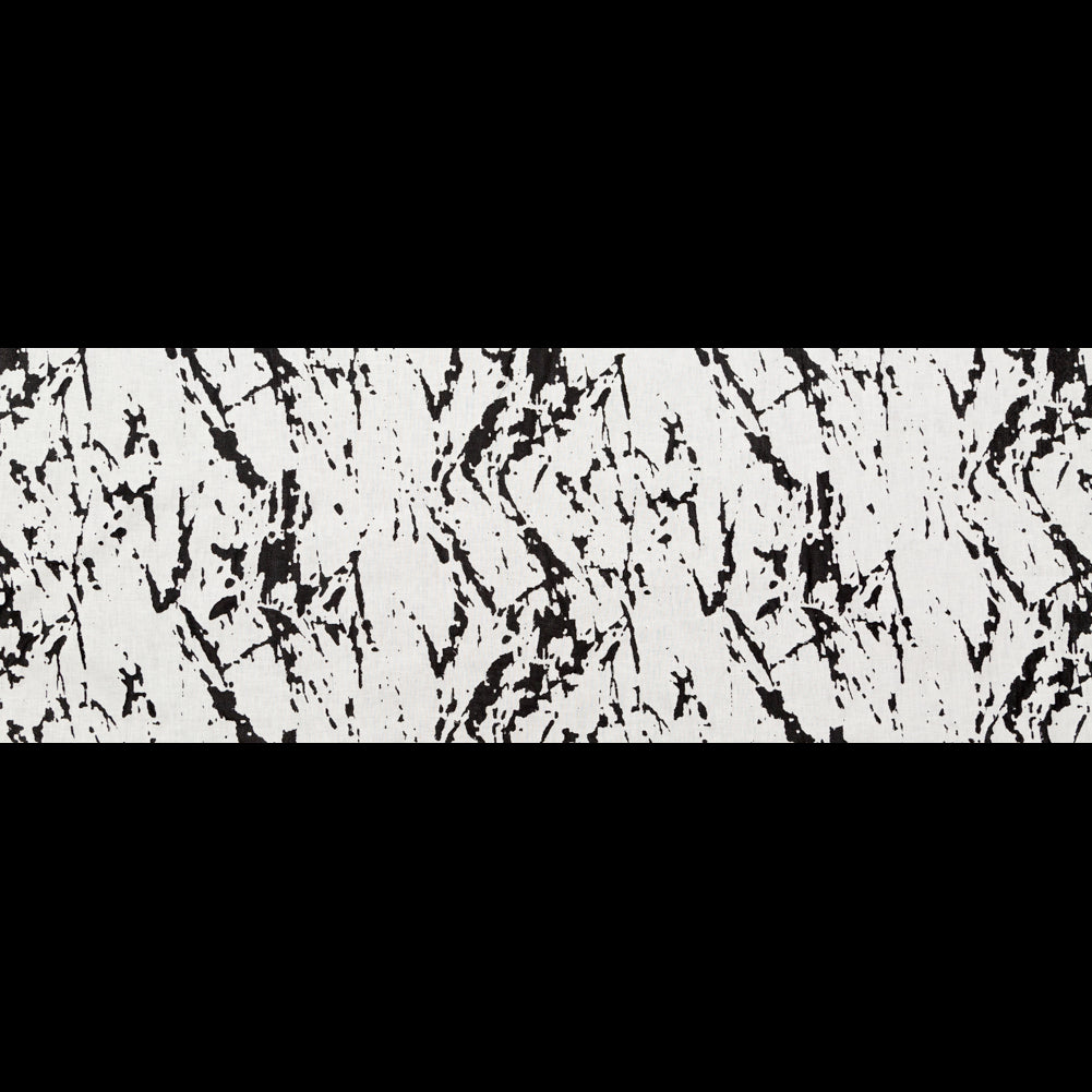 White and Black Abstract Burnout Polyester Woven with Fused Backing Full