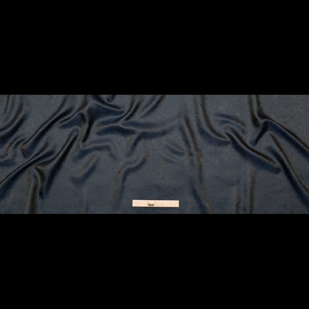 Military Green and Blue Sea Bi-Color Floral Jacquard Lining Folded