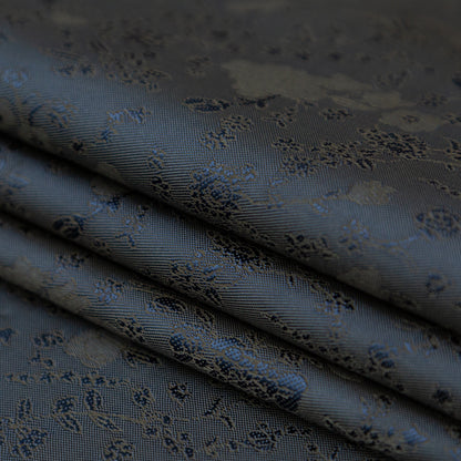 Military Green and Blue Sea Bi-Color Floral Jacquard Lining Detail