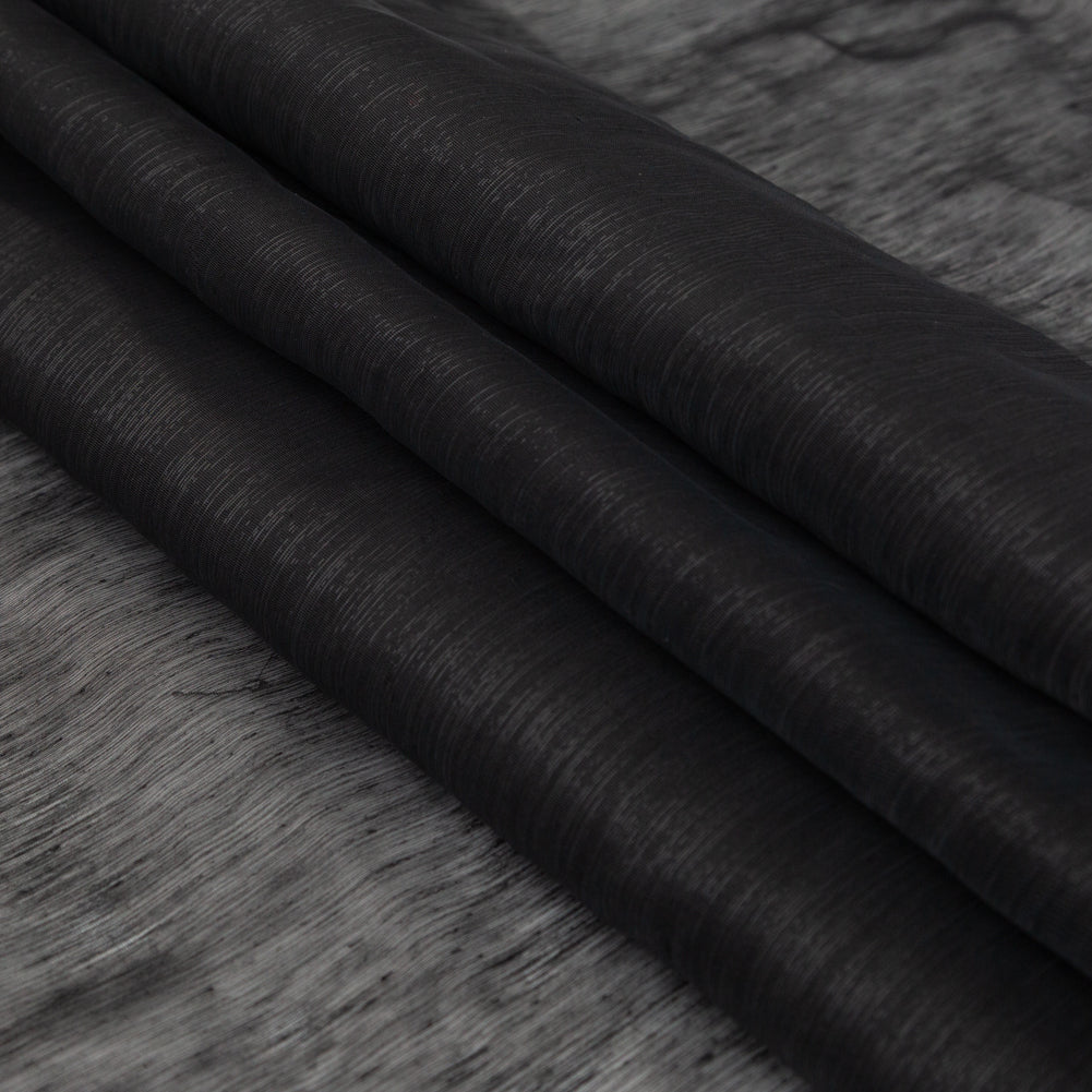 Italian Black Metallic Screen Linen Folded