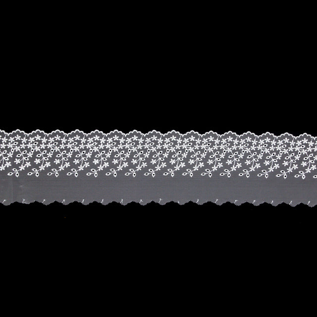 European Floral Embroidered Eyelet Lace Trim - 4"