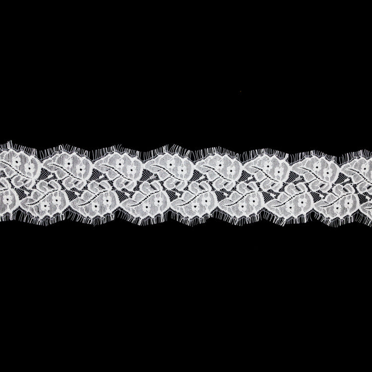 template--25130090922057__main-European White Leaf Embroidered Scalloped Eyelash Edge Lace Trim - 3.5"