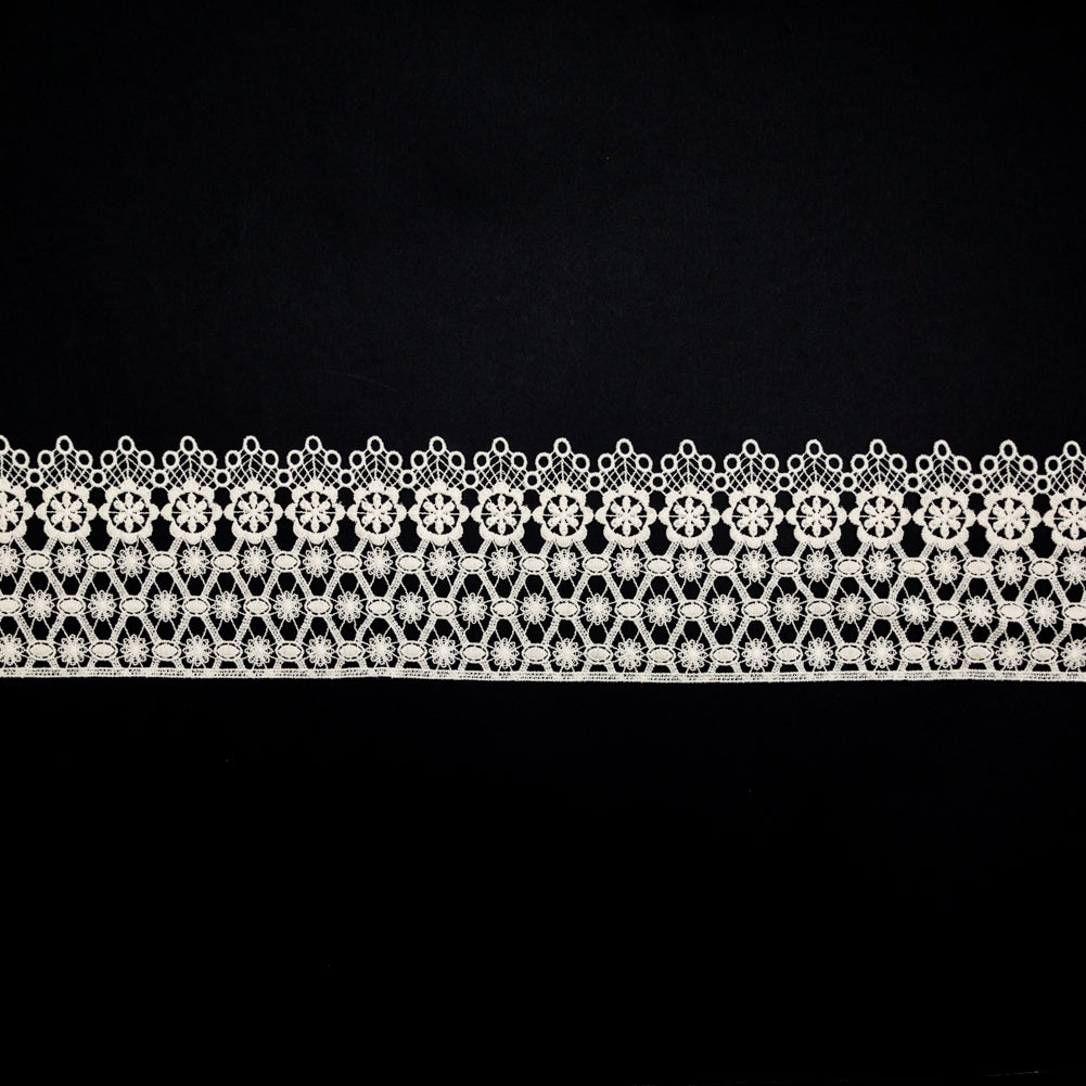 European Ivory Floral Venise Lace Trim - 4"