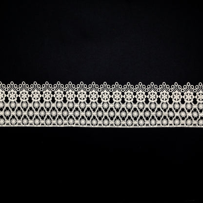European Ivory Floral Venise Lace Trim - 4"