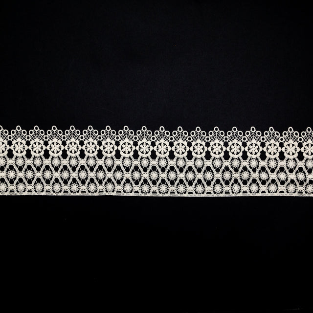 European Ivory Floral Venise Lace Trim - 4"