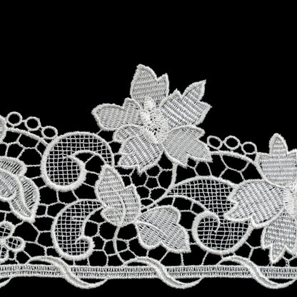 European White Floral Guipure Lace Trim - 4.75" Detail