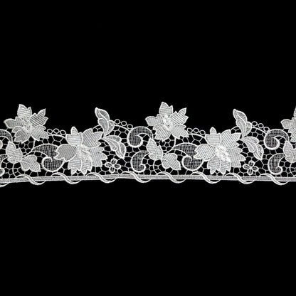 European White Floral Guipure Lace Trim - 4.75"