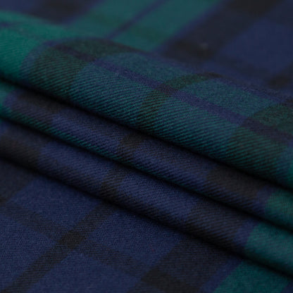 Black Watch Plaid Cotton Flannel Folded