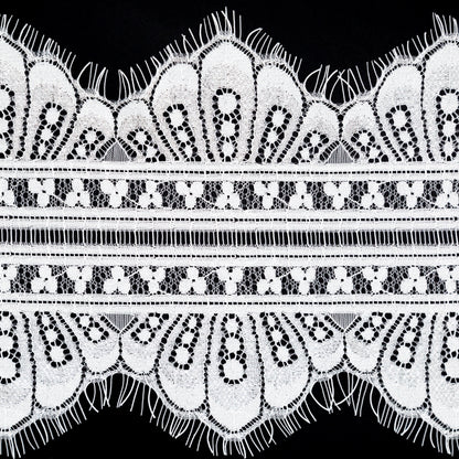 European White Chantilly Eyelash Lace Trim - 7.25" Detail
