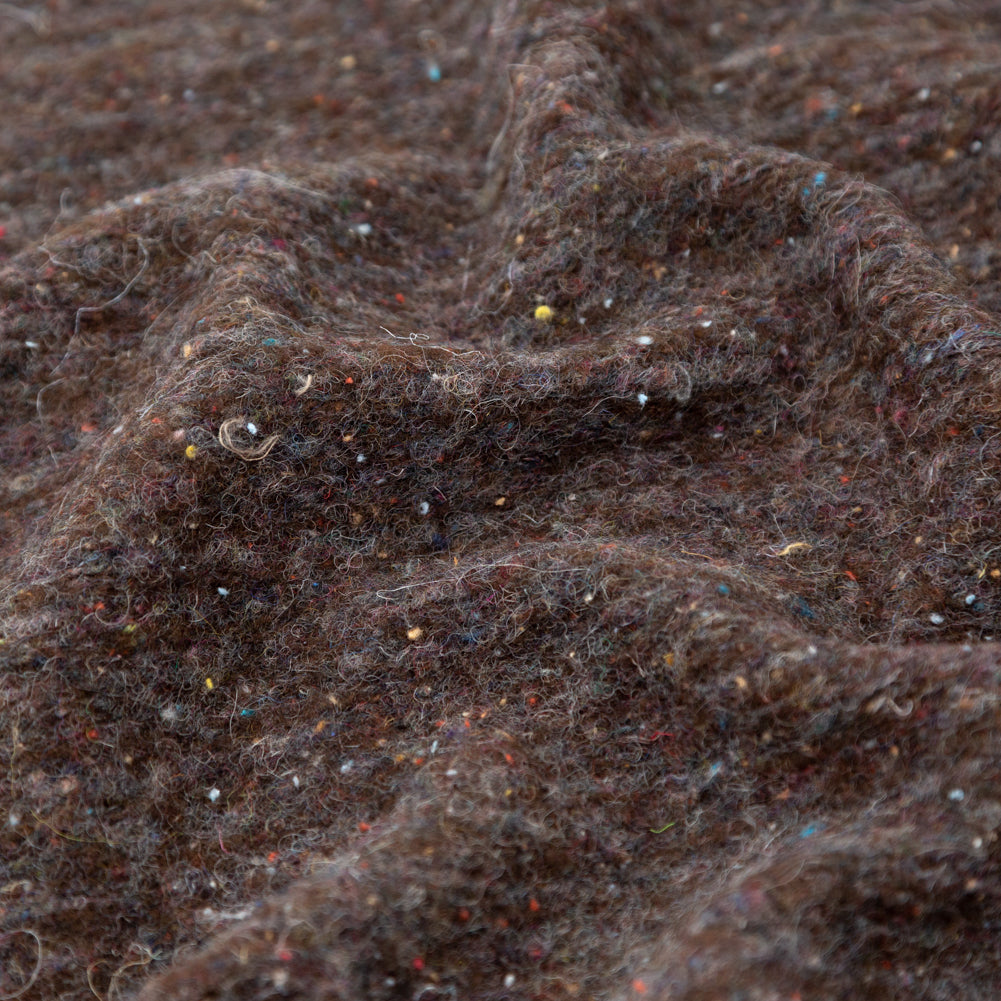 Italian Gray and Brown Speckled Fuzzy Wool Knit Detail