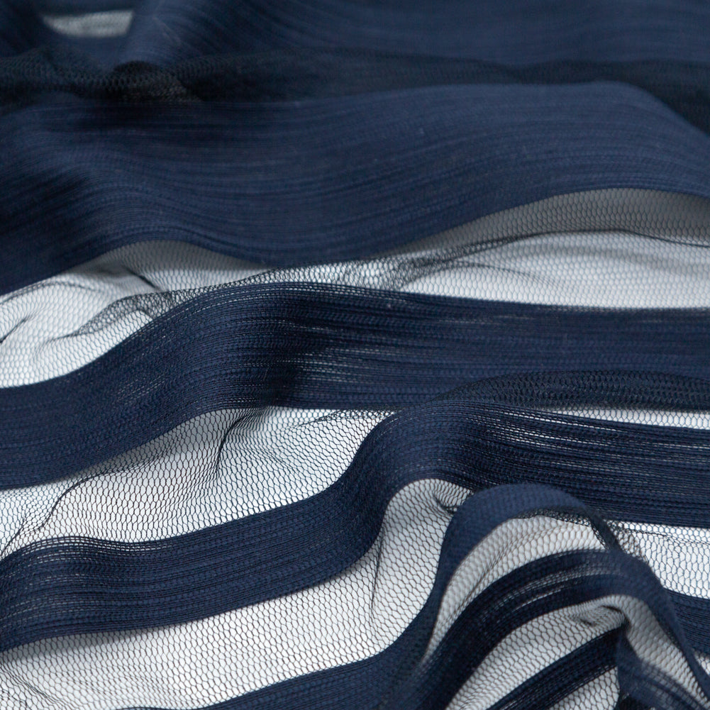 Italian Navy Netting with Woven Stripes Detail