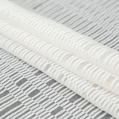 Italian Off-White Novelty Geometric Woven Organza Folded