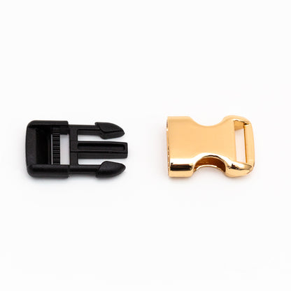 Italian Gold Metal and Black Plastic Side Release Buckle - 0.5"
