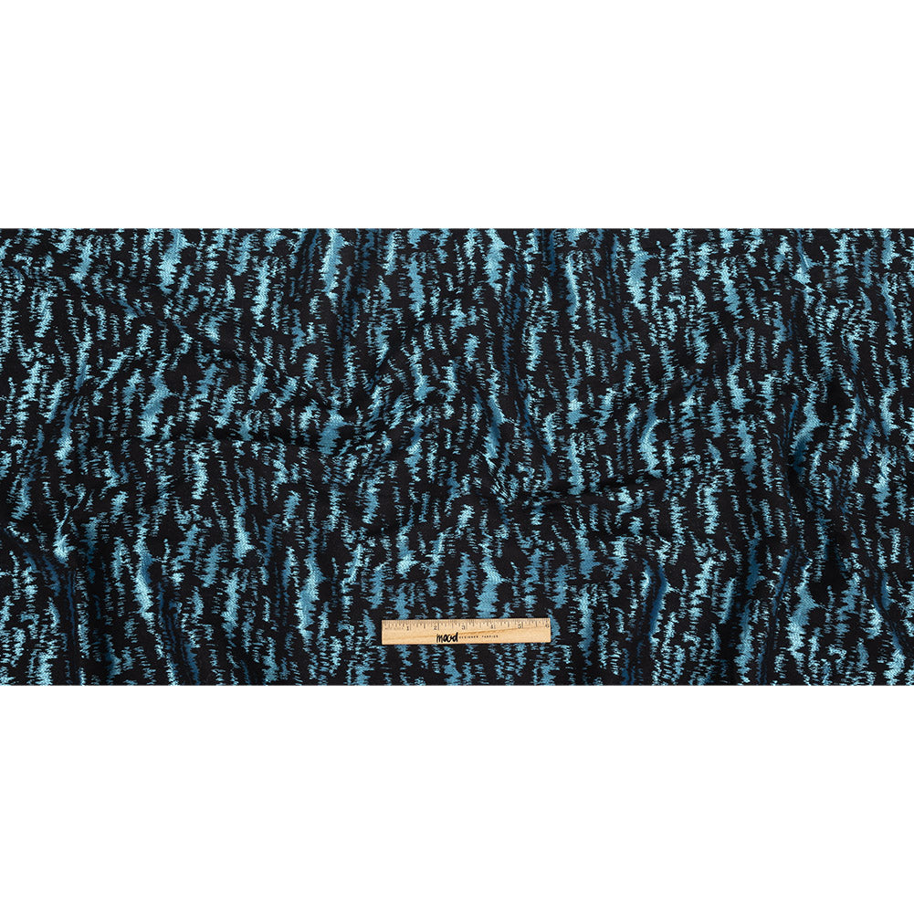 Black and Metallic Light Blue Ikat Brocade Full