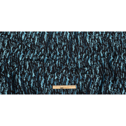 Black and Metallic Light Blue Ikat Brocade Full