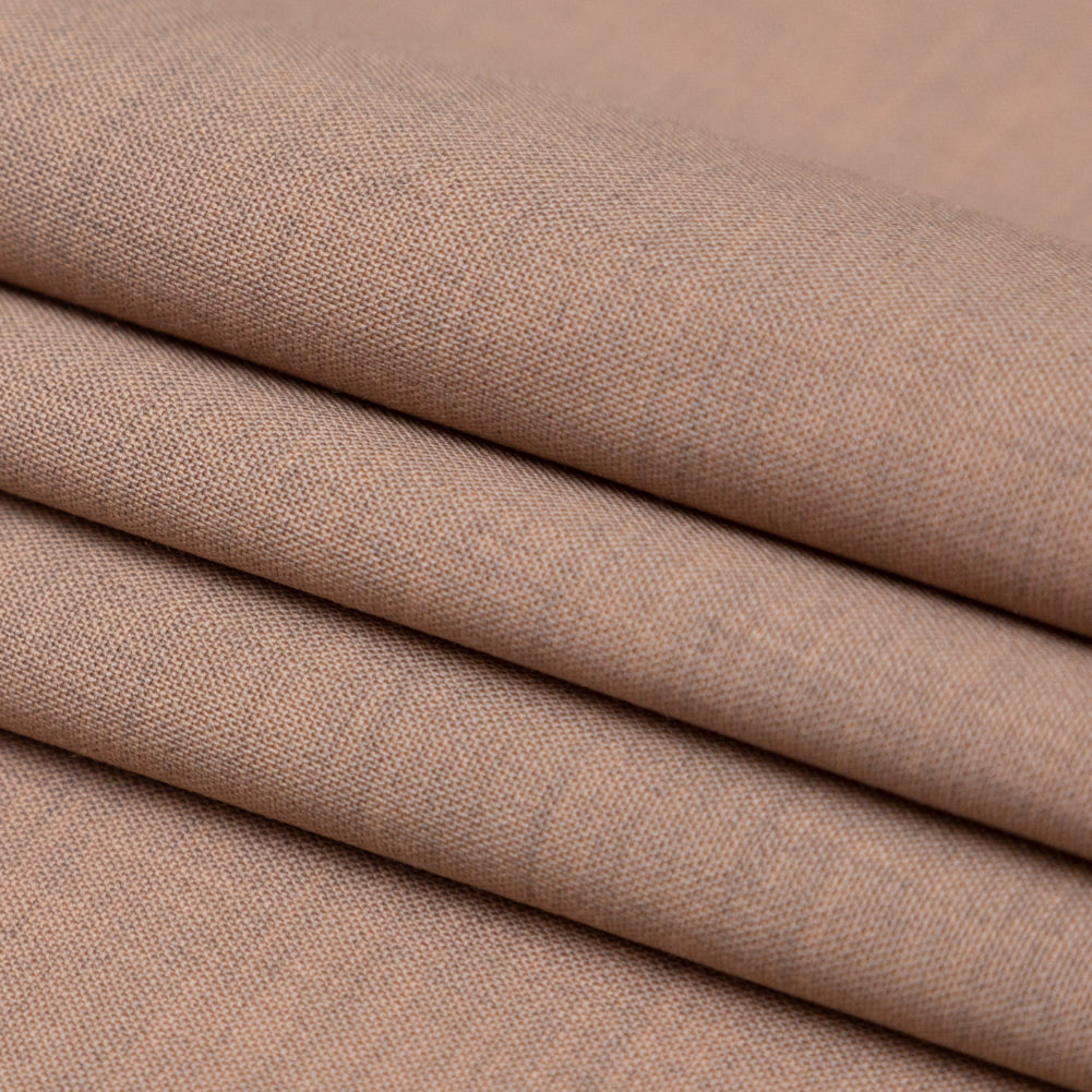 Italian Heather Fawn Stretch Wool Suiting Folded