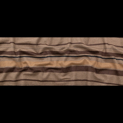 Italian Heathered Fossil, Black and Taupe Barcode Striped Wool Woven Full