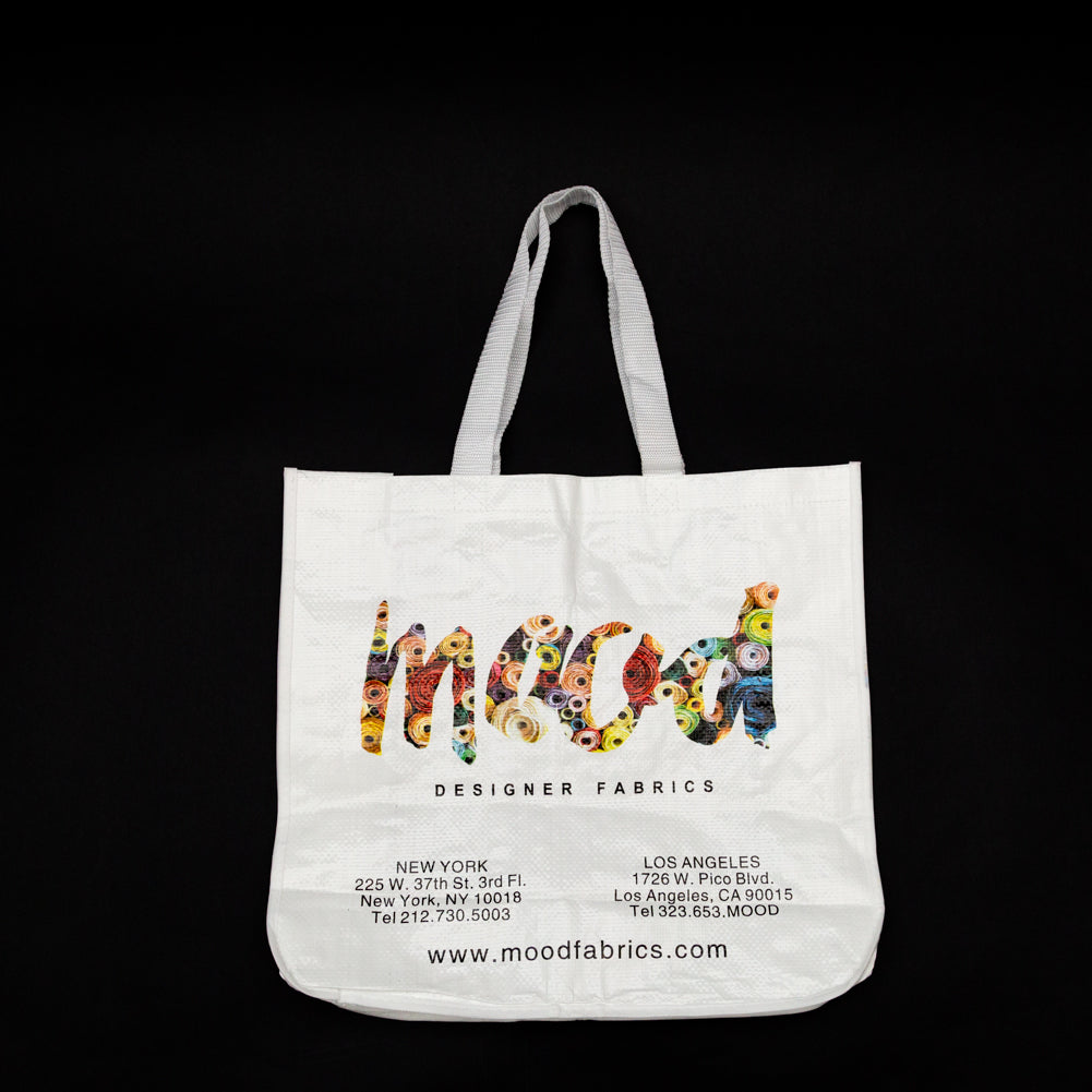 Mood Designer Fabrics White Bolt Tote Bag with White Handles