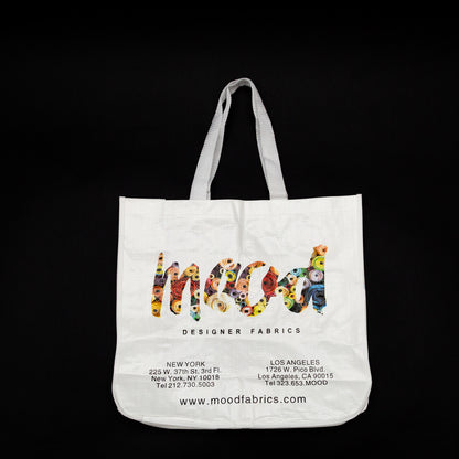 Mood Designer Fabrics White Bolt Tote Bag with White Handles