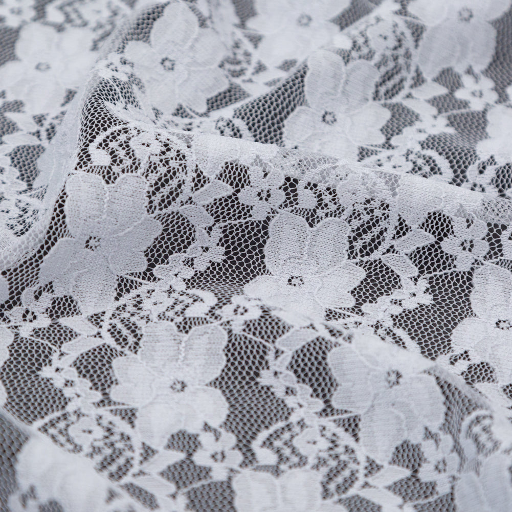 Stretch Lace - Lunar Rock Gray Floral Detail
